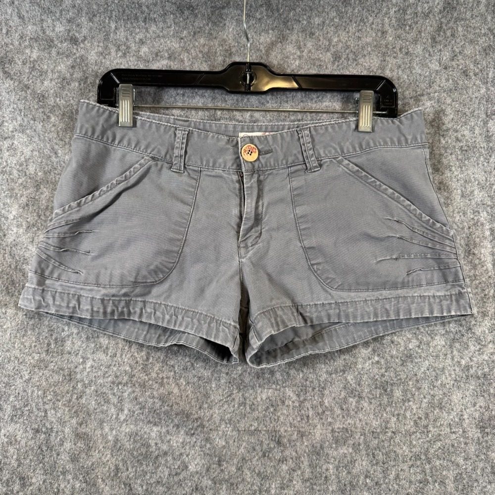 Y2K Op Low Rise Grey Shorts Sz 9 Micro Mini Grunge Boho Festival Hot Girl Summer